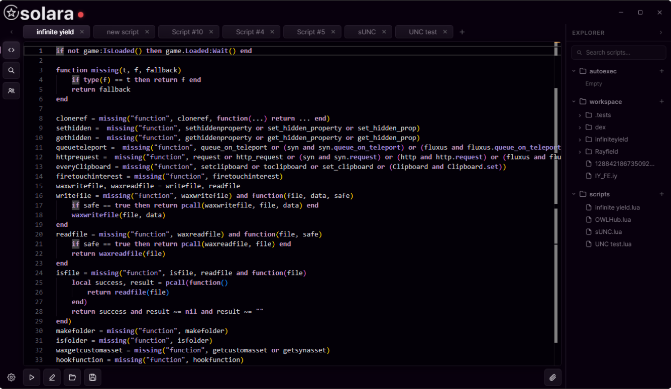 Solara script editor